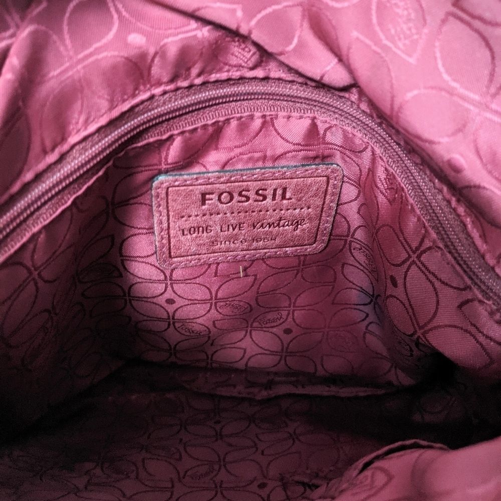 FOSSIL Dark Red Leather Lock Key Crossbody Bag - Picture 14 of 16